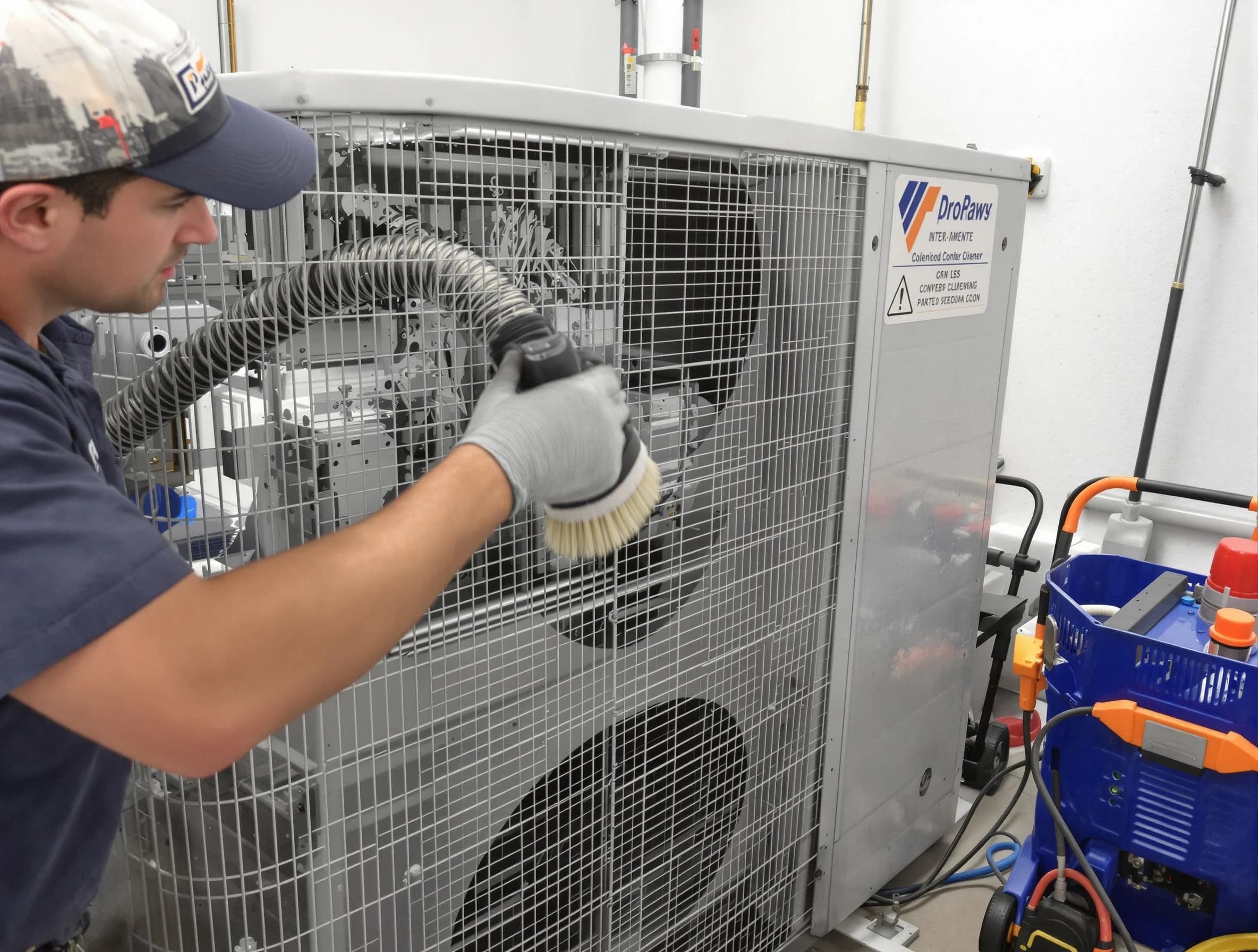 Derby Air Duct Cleaning specialist performing precision AC coil cleaning for improved system performance in Derby