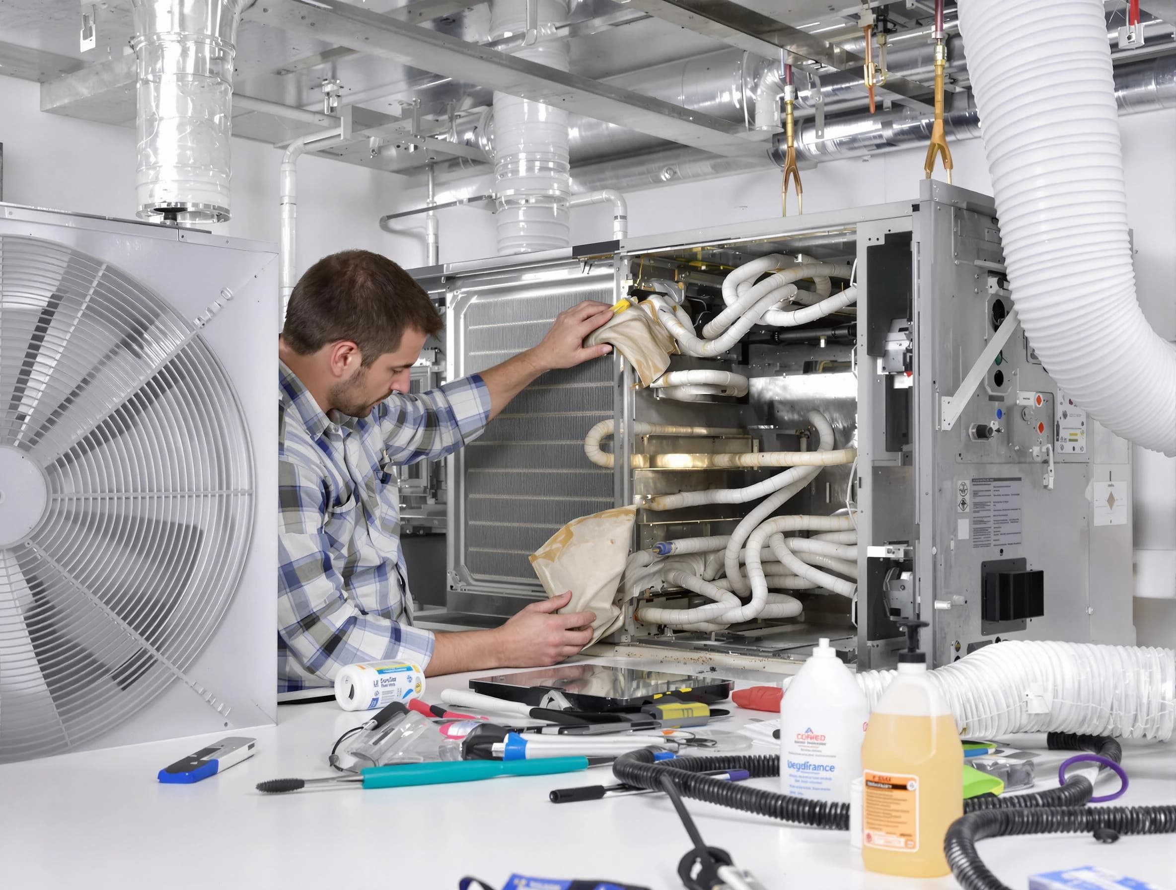 Derby Air Duct Cleaning specialist performing precision AC coil cleaning in Derby