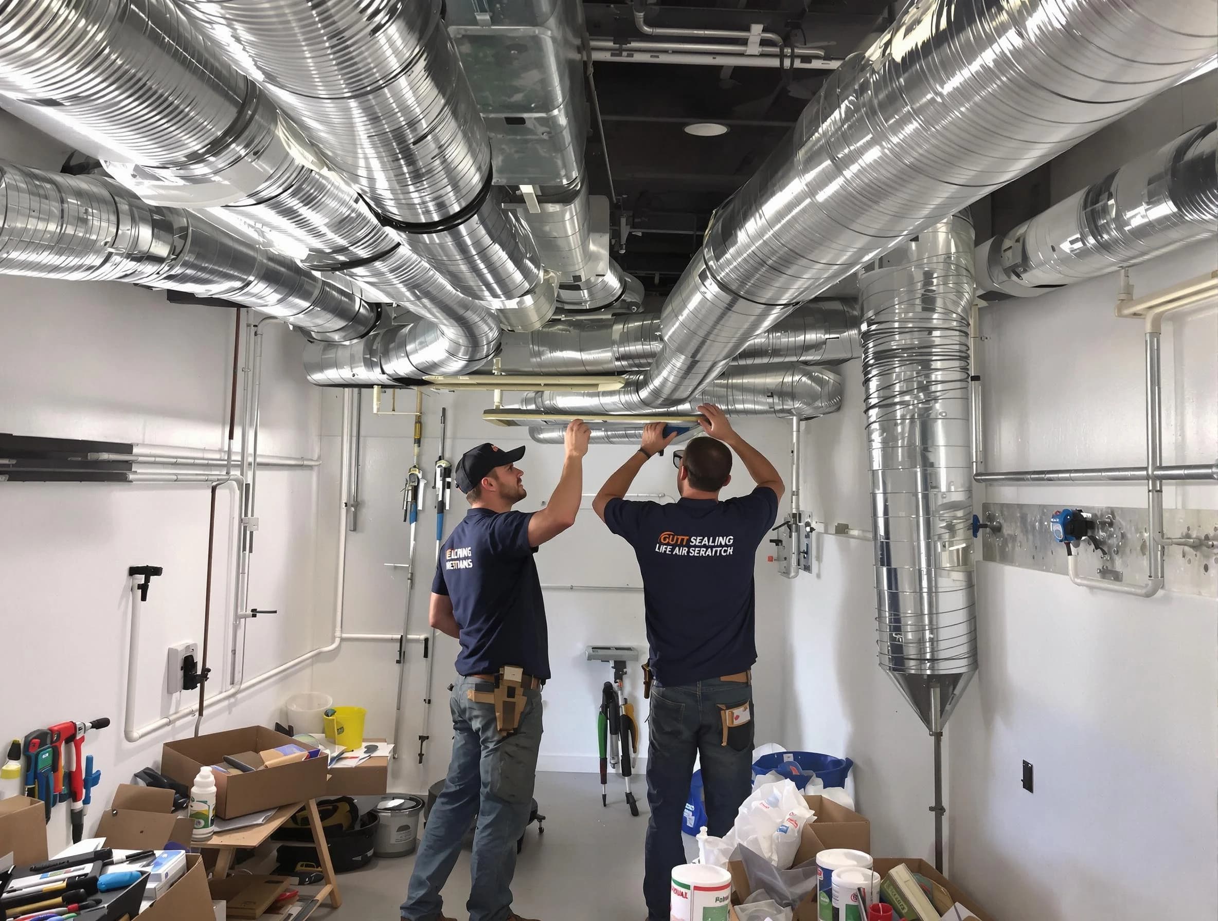 Derby Air Duct Cleaning technician applying professional duct sealing solutions in Derby