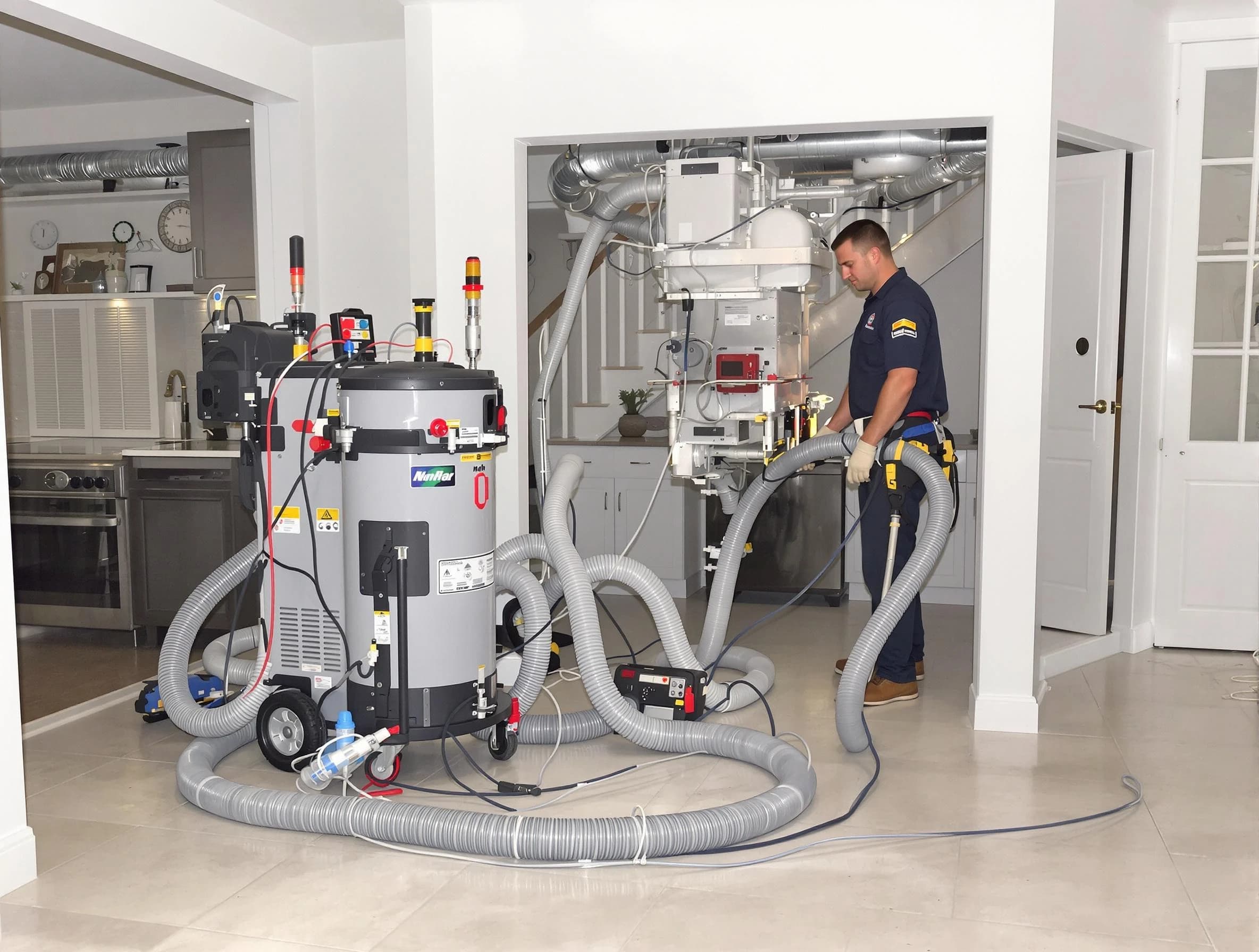 Derby Air Duct Cleaning technician operating negative pressure cleaning equipment for thorough duct maintenance in Derby