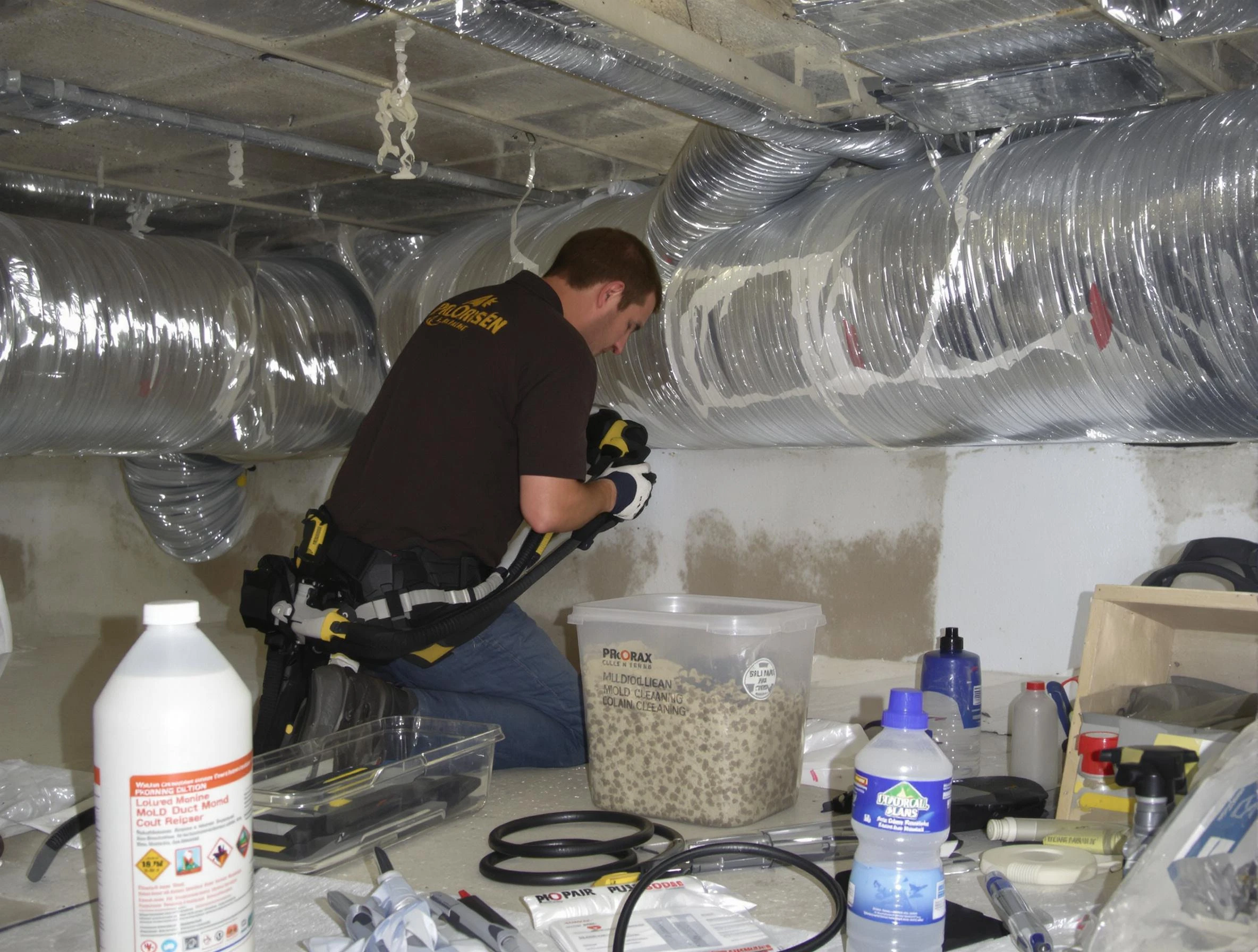 Derby Air Duct Cleaning specialist performing professional mold removal from air ducts in Derby