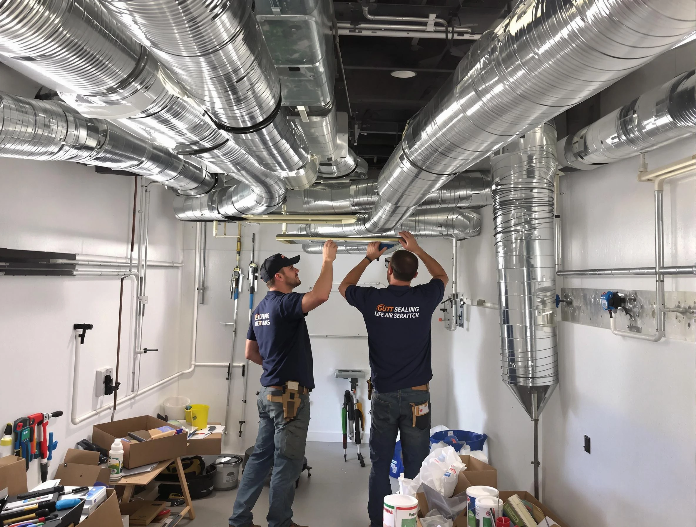 Derby Air Duct Cleaning technician applying professional duct sealing solutions in Derby