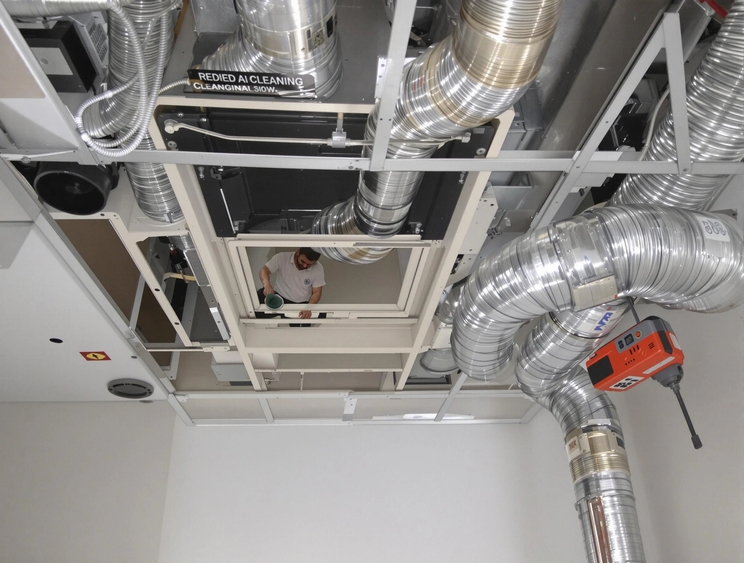 Derby Air Duct Cleaning technician performing detailed central duct system cleaning in Derby