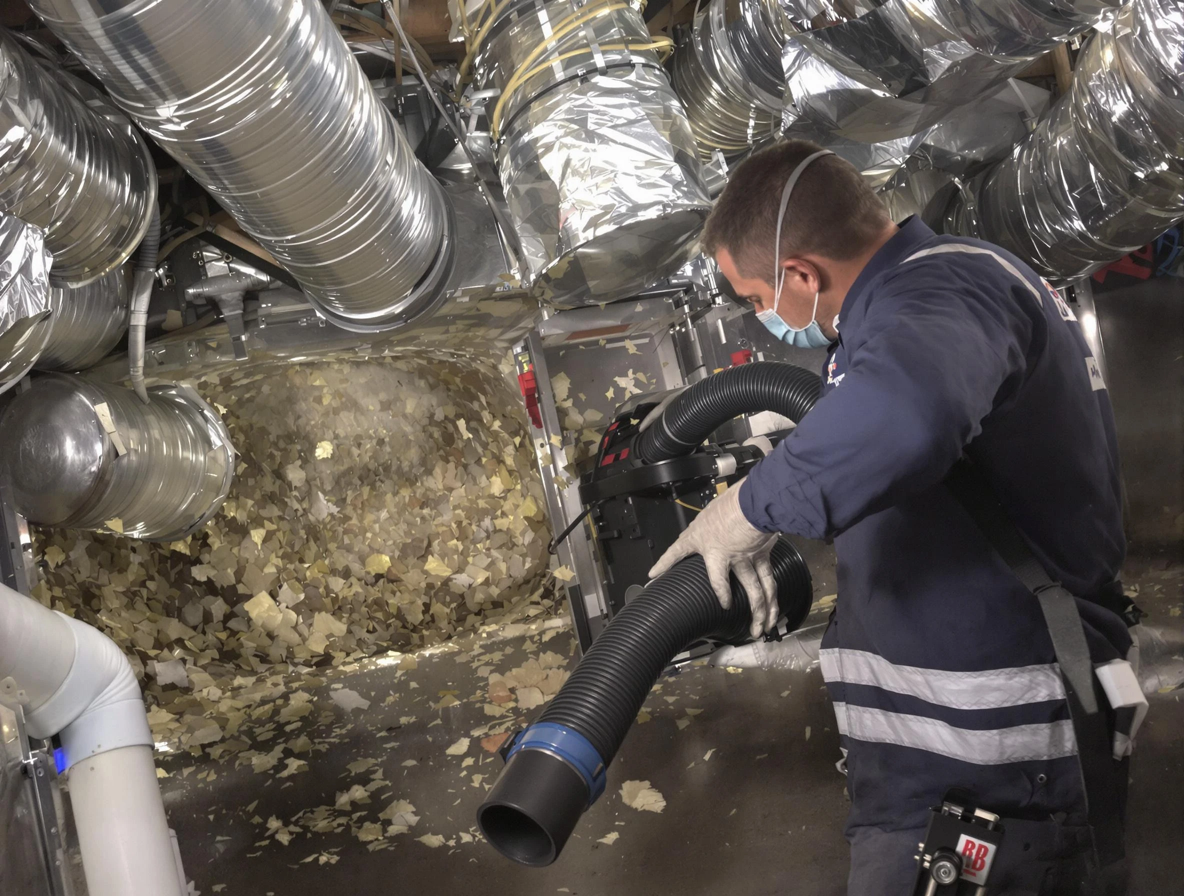 Derby Air Duct Cleaning specialist operating negative pressure cleaning equipment for thorough duct maintenance in Derby